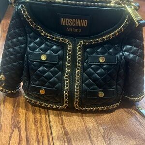 Moschino cutest bag ever leather quilted jacket purse handbag collectible
